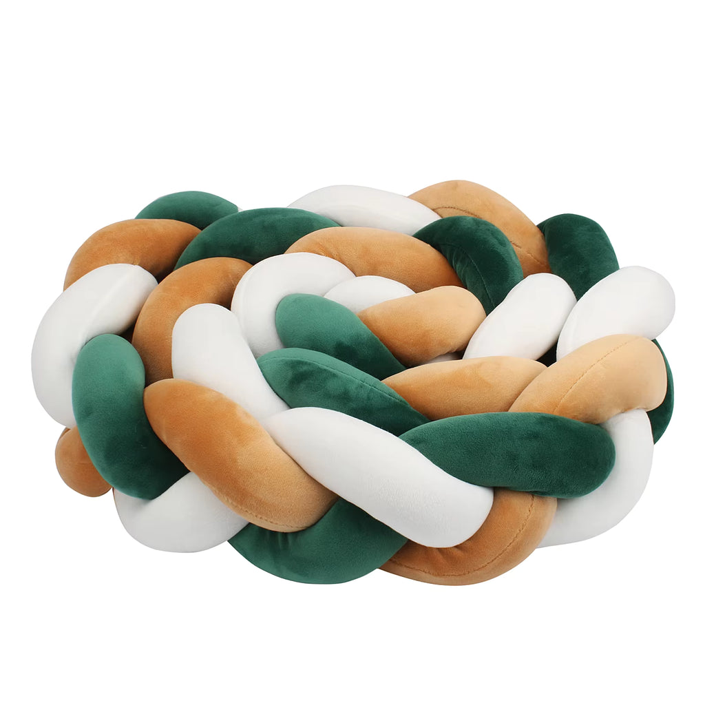 Tour de lit Tressé - Vert Blanc Marron