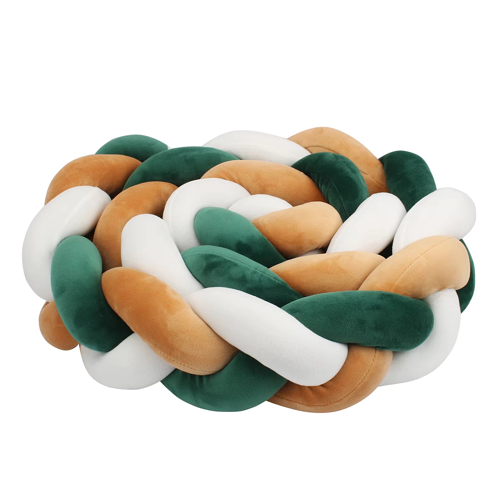 Tour de lit Tressé - Vert Blanc Marron