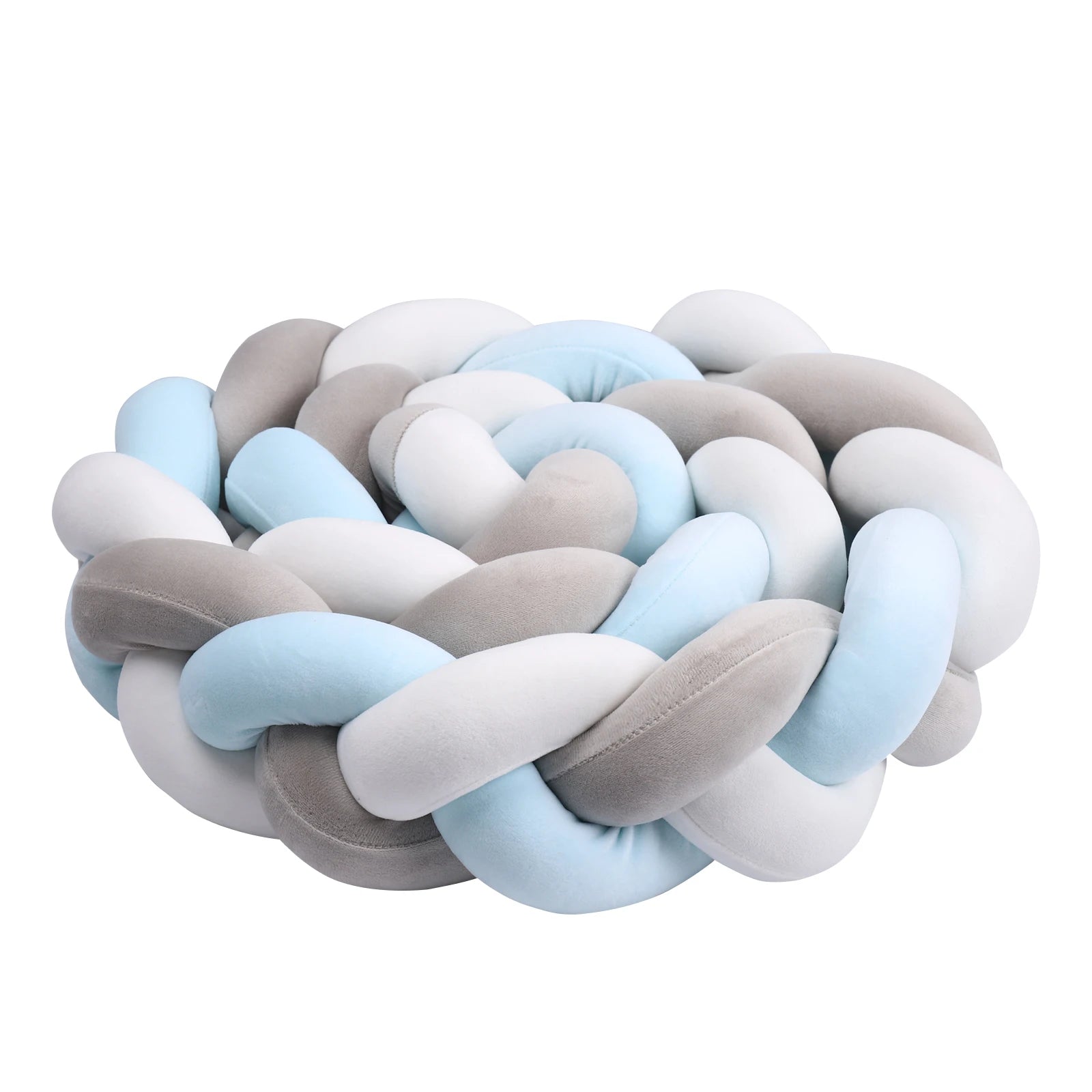 Tour de lit Tressé - Bleu Gris & Blanc