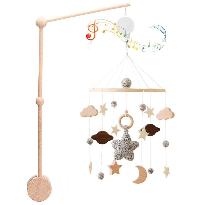 Support & Mobile de lit Musicale - Étoile Grise